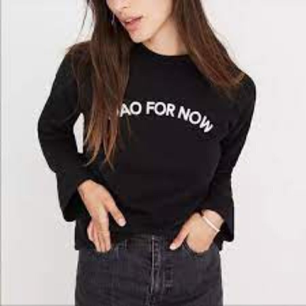 Mile(s) Madewell Ciao for Now Sweatshirt Women's XS Black & White Long Sleeve